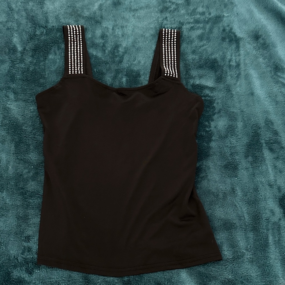 Black Embellished Strap Women's Top